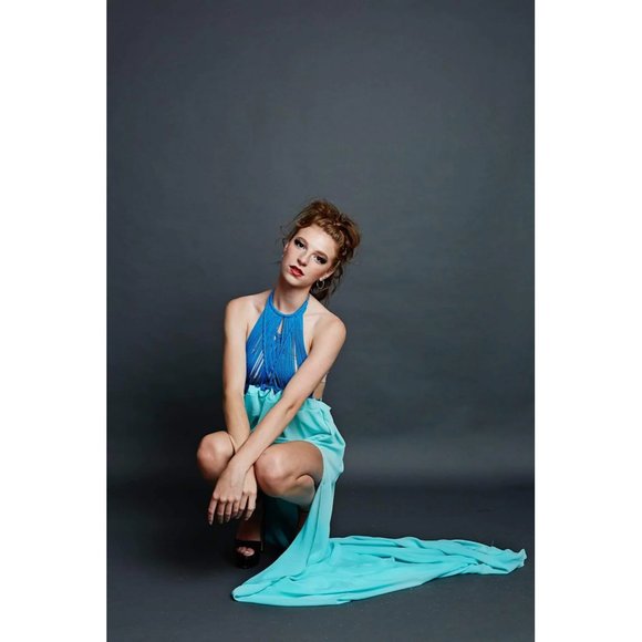 Macreme Women's Blue top Boho Style flowy bottom Handmade Maxi Dress New - Picture 3 of 9